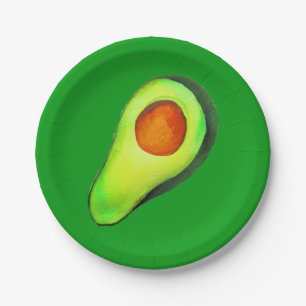 Avocado addict green cute art paper plate