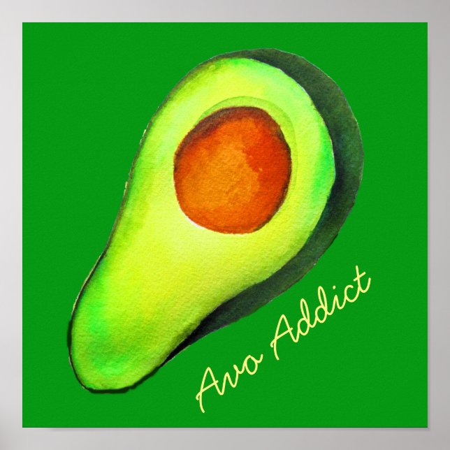 Avocado addict green cute art poster (Front)