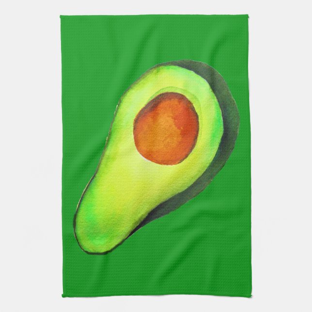 Avocado addict green cute art tea towel (Vertical)