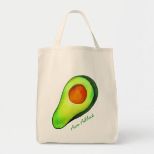 Avocado addict green cute art tote bag