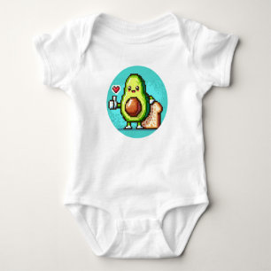 Avocado and Bread Duo Funny Pixel Art Food Friends Baby Bodysuit