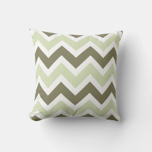 Avocado and Celery Green Chevron Zigzag Pattern Cushion