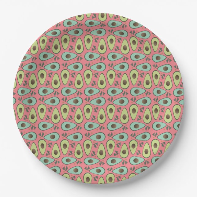 Avocado and Cilantro Salad Pattern Paper Plate (Front)