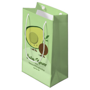 Avocado and Pit Cartoon Character Baby Shower Small Gift Bag