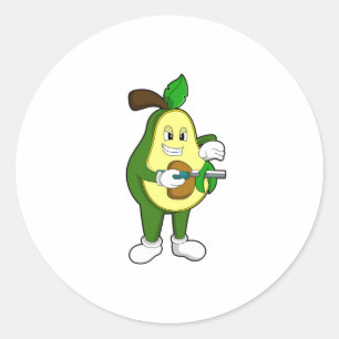 Avocado as Hairdresser with Razor Classic Round Sticker