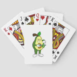 Avocado as Hairdresser with Razor Playing Cards