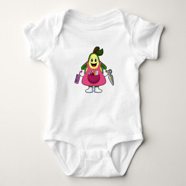 Avocado as Hairdresser with Scissors & Comb Baby Bodysuit (Front)