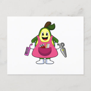 Avocado as Hairdresser with Scissors & Comb Postcard