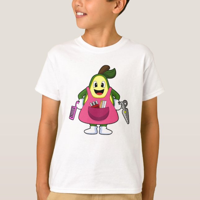 Avocado as Hairdresser with Scissors & Comb T-Shirt (Front)
