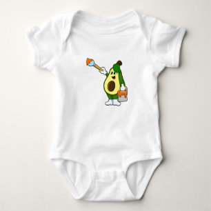 Avocado as Painter with Paint brush Baby Bodysuit
