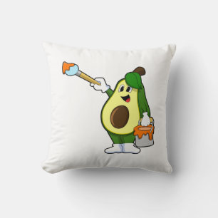 Avocado as Painter with Paint brush Cushion