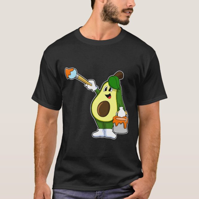 Avocado as Painter with Paint brush T-Shirt (Front)