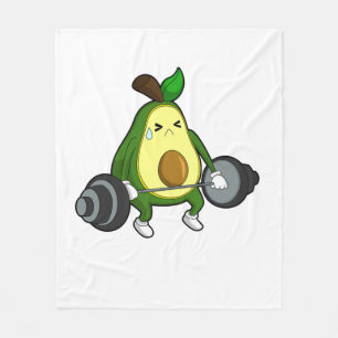 Avocado at Fitness with Barbell Fleece Blanket