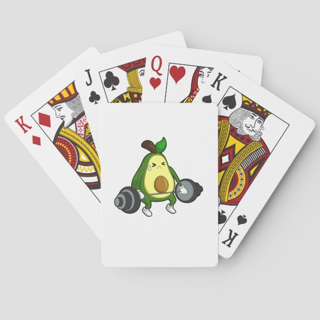 Avocado at Fitness with Barbell Playing Cards (Back)