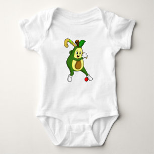Avocado at Hockey with Hockey bat Baby Bodysuit