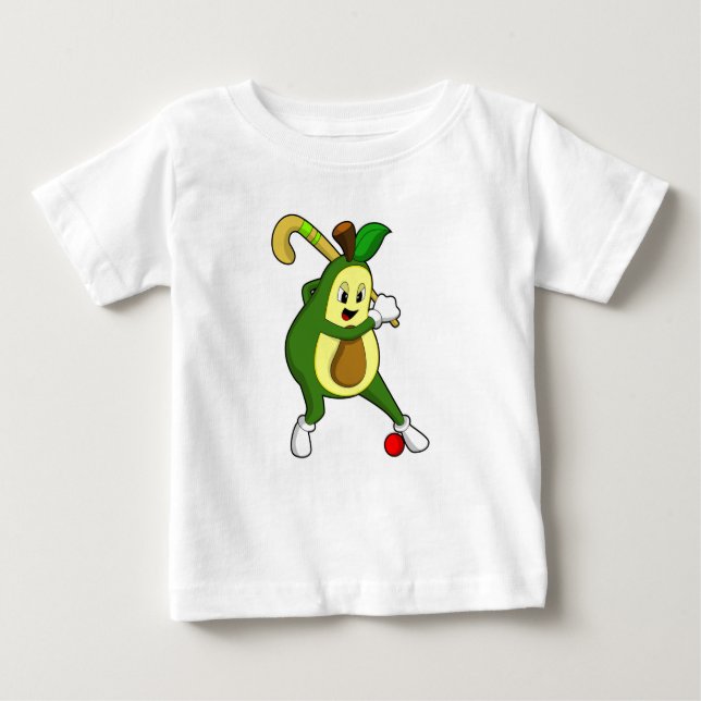 Avocado at Hockey with Hockey bat Baby T-Shirt (Front)