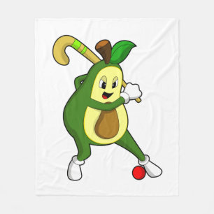 Avocado at Hockey with Hockey bat Fleece Blanket