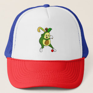 Avocado at Hockey with Hockey bat Trucker Hat