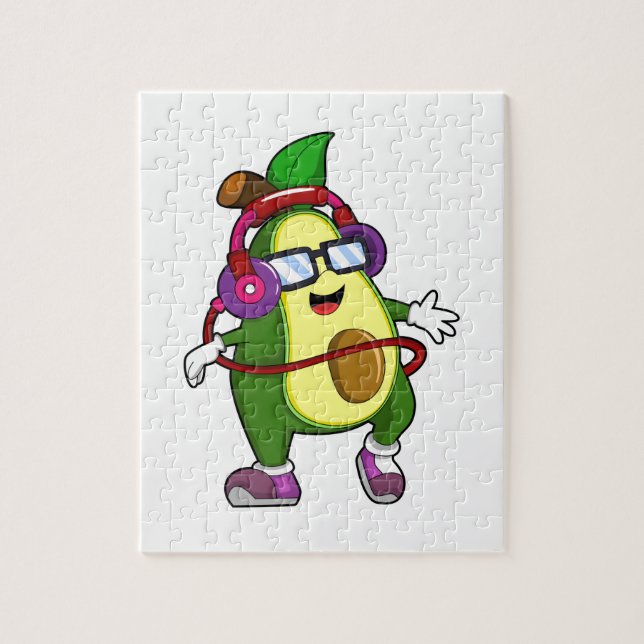 Avocado at Music with Headphone Jigsaw Puzzle (Vertical)