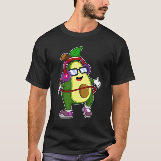 Avocado at Music with Headphone T-Shirt (Front)