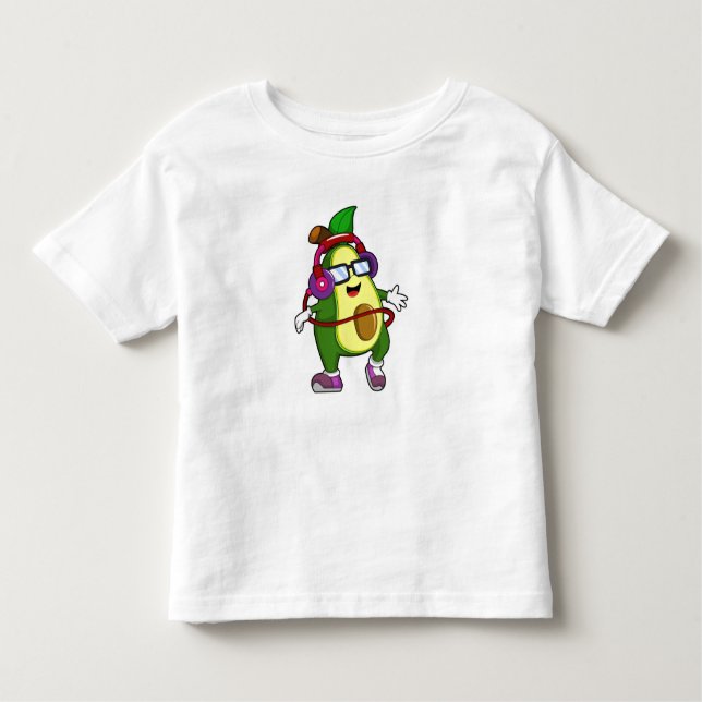 Avocado at Music with Headphone Toddler T-Shirt (Front)