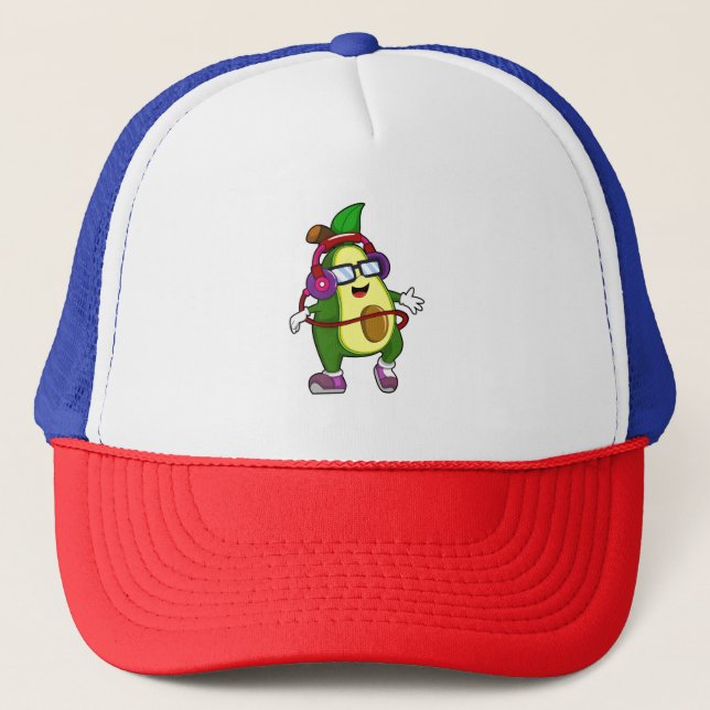 Avocado at Music with Headphone Trucker Hat (Front)