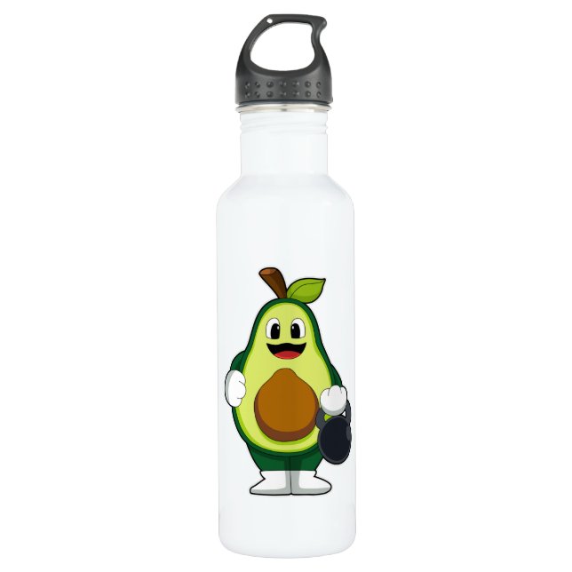Avocado at Strength training with Dumbbells 710 Ml Water Bottle (Front)
