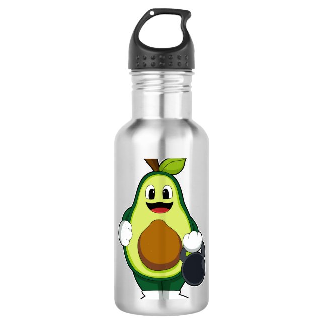 Avocado at Strength training with Dumbbells 710 Ml Water Bottle (Front)