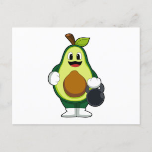 Avocado at Strength training with Dumbbells Postcard