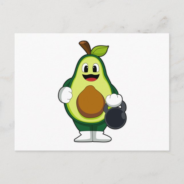 Avocado at Strength training with Dumbbells Postcard (Front)