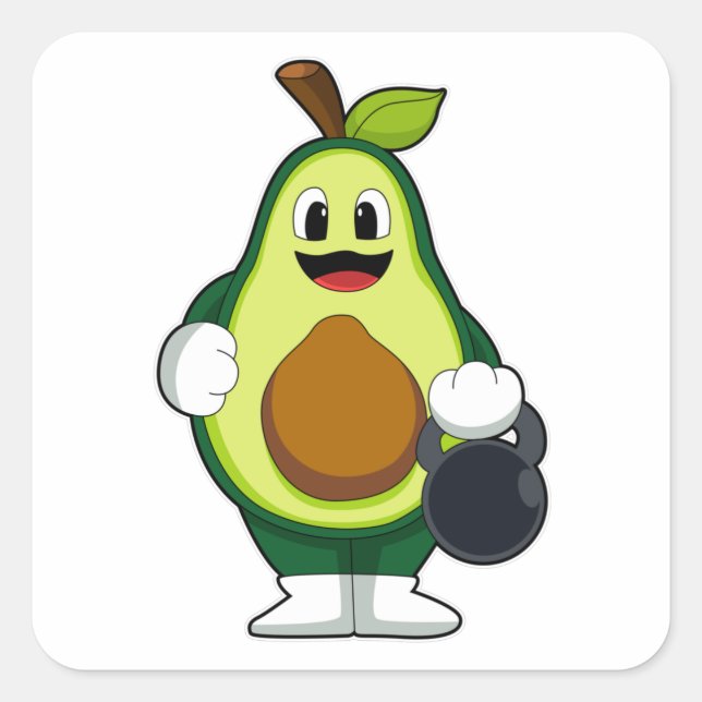 Avocado at Strength training with Dumbbells Square Sticker (Front)