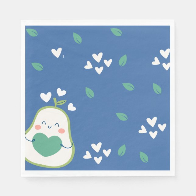 Avocado Baby Shower, Baby Boy, Cute Avocado Napkin (Front)