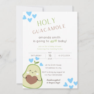 Avocado Baby Shower, Baby Boy Invitation
