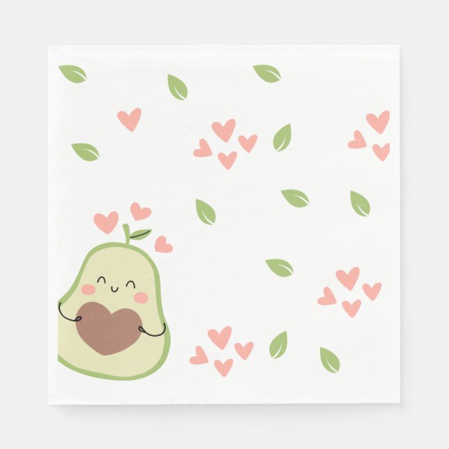 Avocado Baby Shower, Baby Girl, Cute Avocado Napkin (Front)