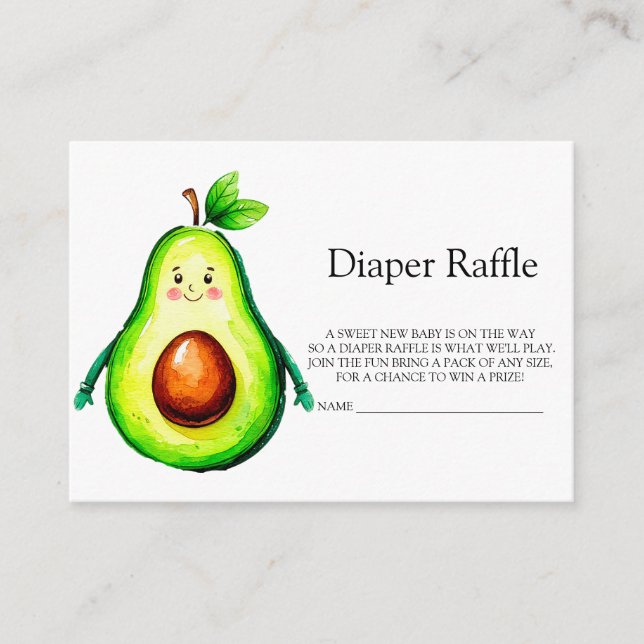 Avocado Baby Shower Diaper Raffle Card (Front)