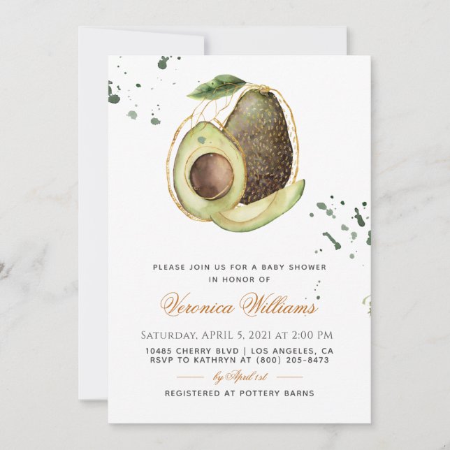 Avocado Baby Shower Invitation (Front)