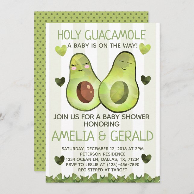 Avocado Baby Shower Invitation Invite (Front/Back)