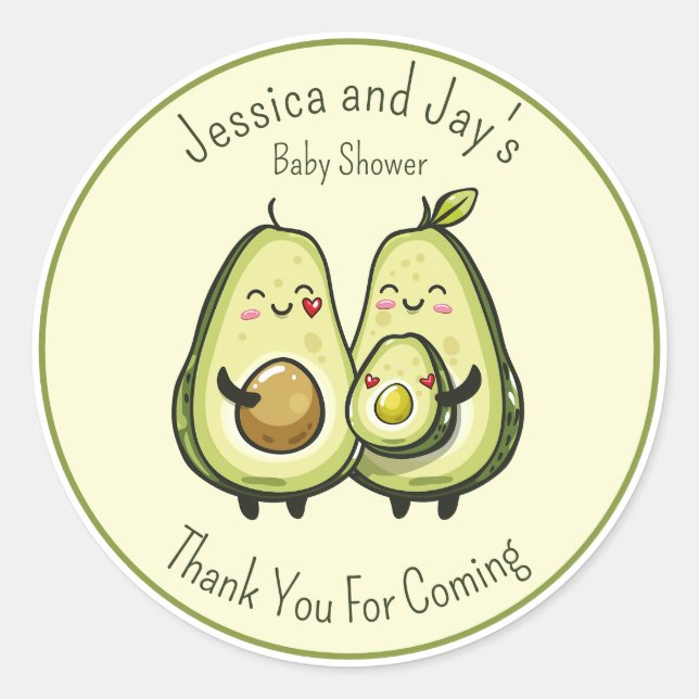 Avocado Baby Shower Stickers (Front)