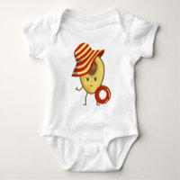 Avocado beach girl with sun hat and swim ring