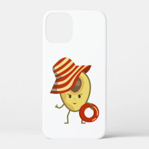 Avocado beach girl with sun hat and swim ring iPhone 12 mini case