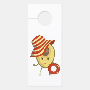 Avocado beach girl with sun hat and swim ring door hanger