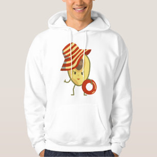 Avocado beach girl with sun hat and swim ring hoodie