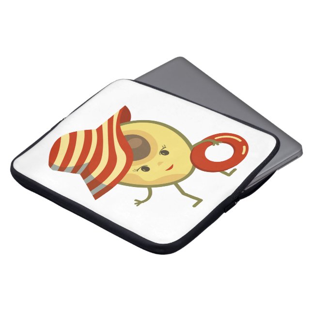 Avocado beach girl with sun hat and swim ring laptop sleeve (Front Top)