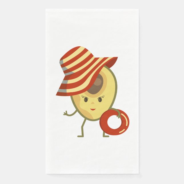 Avocado beach girl with sun hat and swim ring napkin (Front)