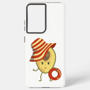 Avocado beach girl with sun hat and swim ring samsung galaxy case