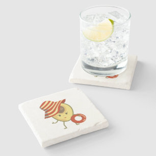 Avocado beach girl with sun hat and swim ring stone coaster