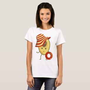 Avocado beach girl with sun hat and swim ring T-Shirt
