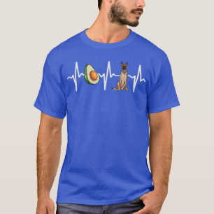 Avocado Belgian Malinoi Heartbeat Dog Lover  T-Shirt