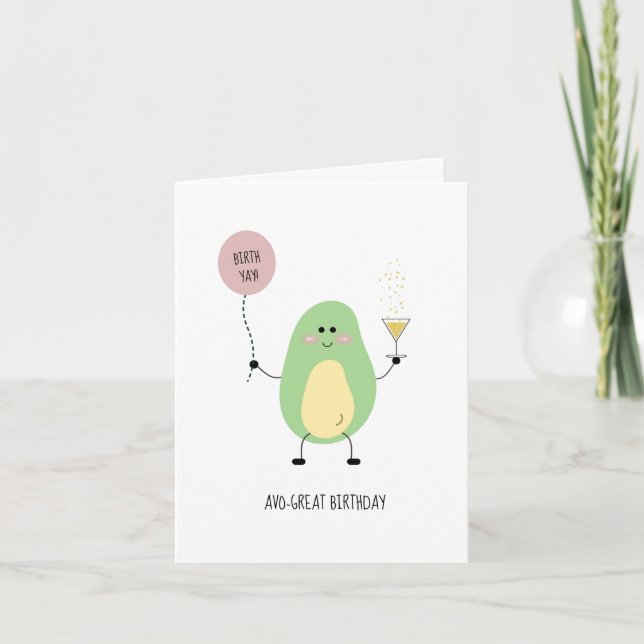 Avocado Birthday Card - Cute, Fun Folded Card (Front)