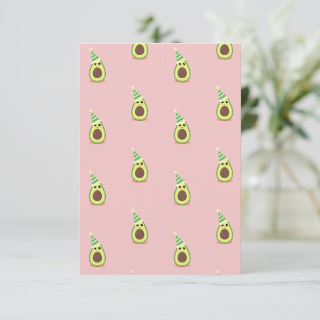 Avocado Birthday Hat Card (Standing Front)